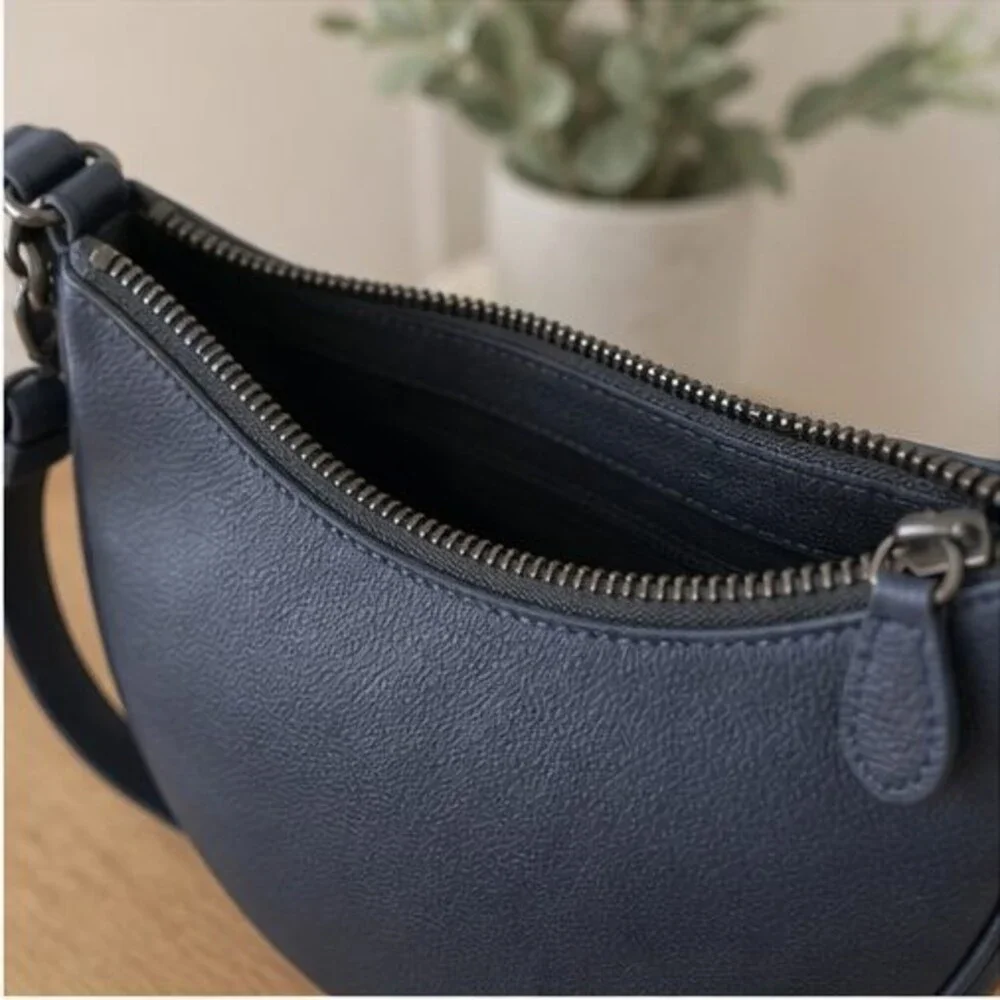 Navy Faux Leather Bag